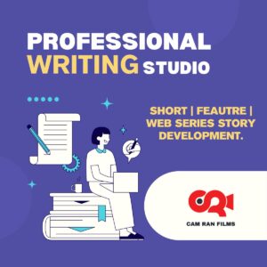 Main product cover for Camran Films Professional Writing Studio featuring cinematic scriptwriting and web series development graphics.